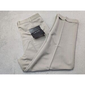 IZOD Mens Size 38x30 Classic Fit Double Pleated Casual Dress Pants Khaki Beige